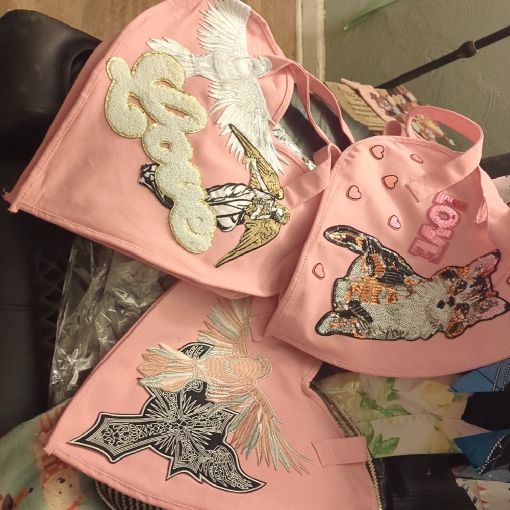 NWT 🩷🎁UNIQUE & HANDMADE🎁🩷Cotton Canvas HEART TOTE (CHOOSE 1!)🌿PEACE GARDEN